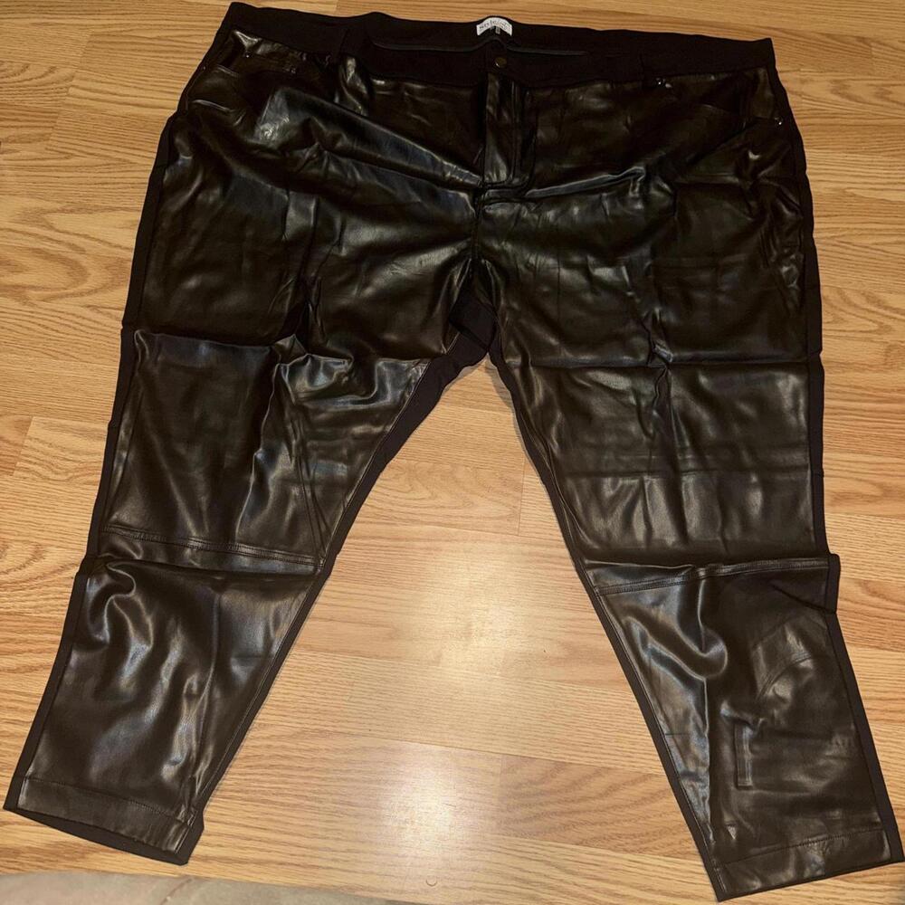StyleList by Michaela Black Faux Leather Pants Petite 36P High Rise